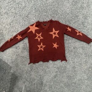 Starry V-Neck Sweater in Rust